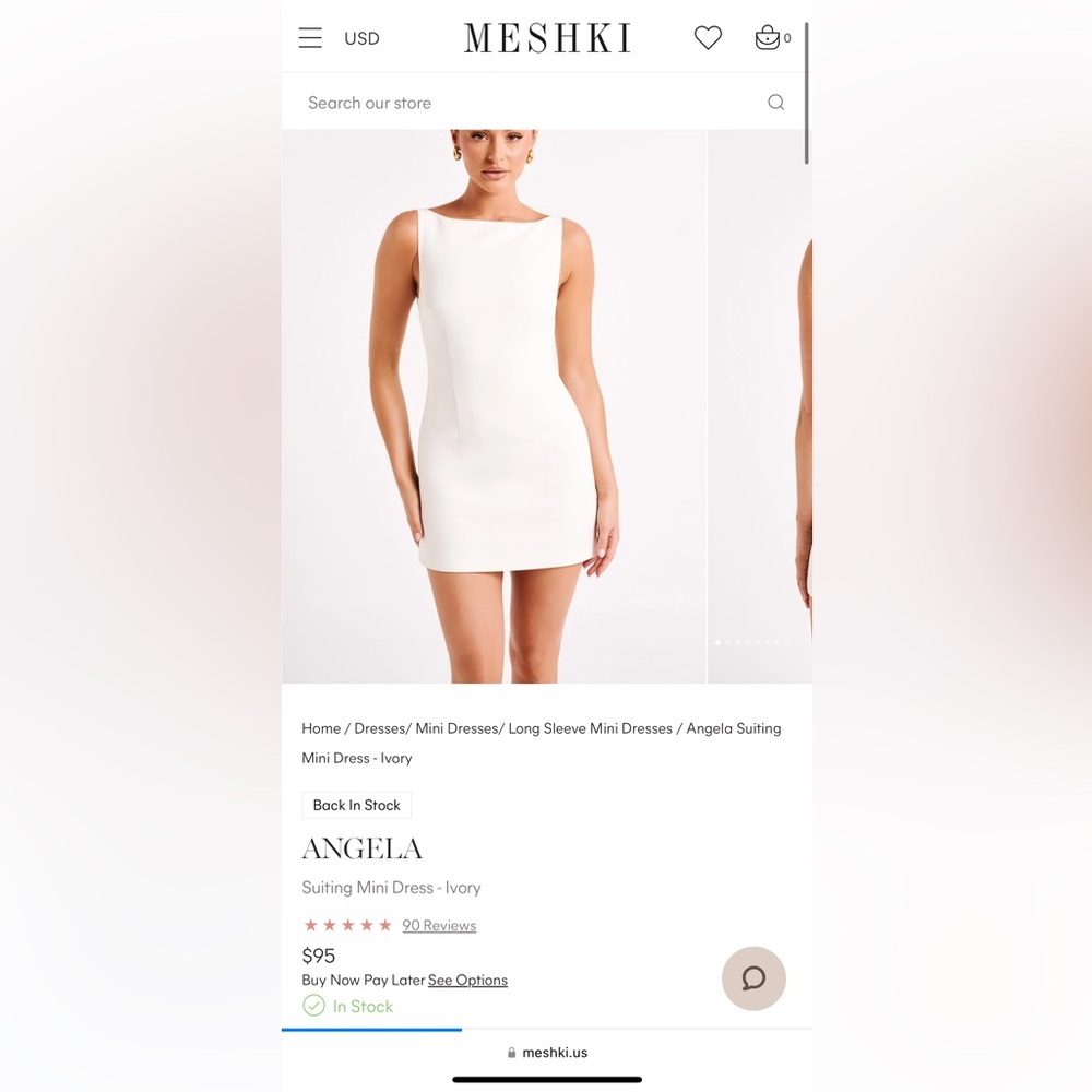 Angela Suiting Mini Dress, Meshki, size XS